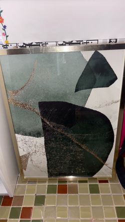 Abstract Framed Wall Art with Gold Frame