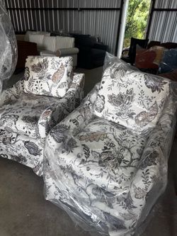 Pair of Floral Upholstered Accent Chairs