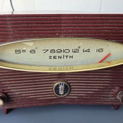 Burgundy Red 1956 Zenith Model A615F Vacuum Tube AM Radio