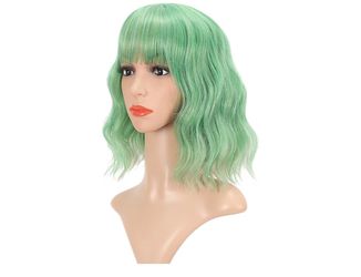 Green Wavy Bang Wig W/ Wig Cap