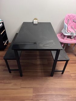 Black Table & Two Benches