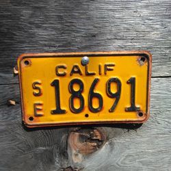 1956 California Motorcycle License Plate 