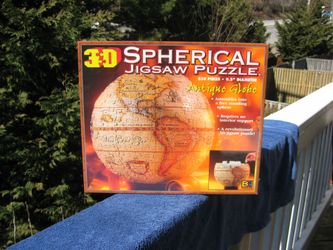 3-D Spherical “Antique Globe” Jigsaw Puzzle 530 Pieces 9.5 Diameter New & Sealed
