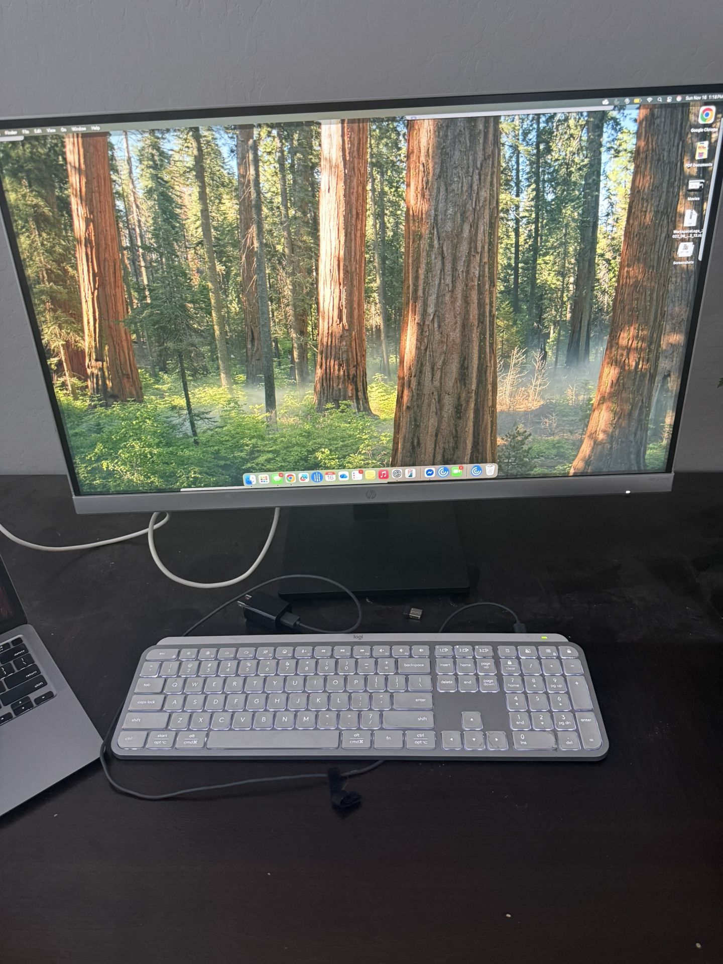 27” HP Monitor And Logitech Wireless Keyboard