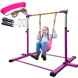 GLANT Gymnastic Kip Bar,Horizontal Bar for Kids Girls Junior,3' to 5' Adjustable Height,Home Gym Equ