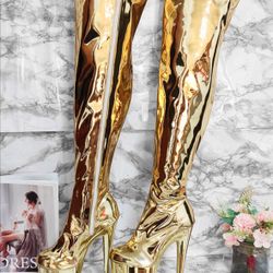 Gold Thigh High Boots