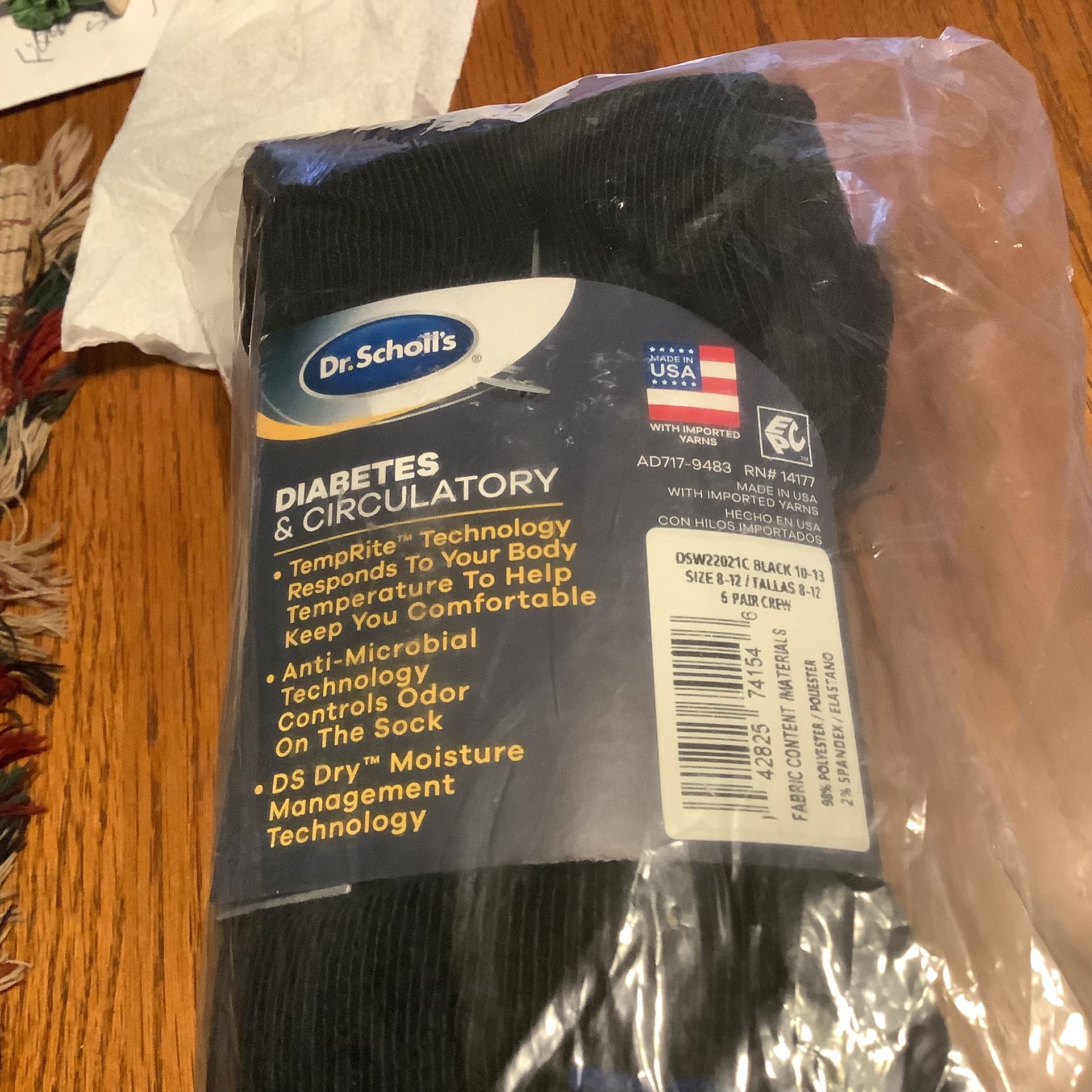 Dr. Scholls women’s shoe size 8-12 Diabetes & Circulatory socks brand new 6 Pair
