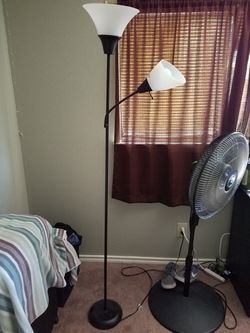 Desk and lamp