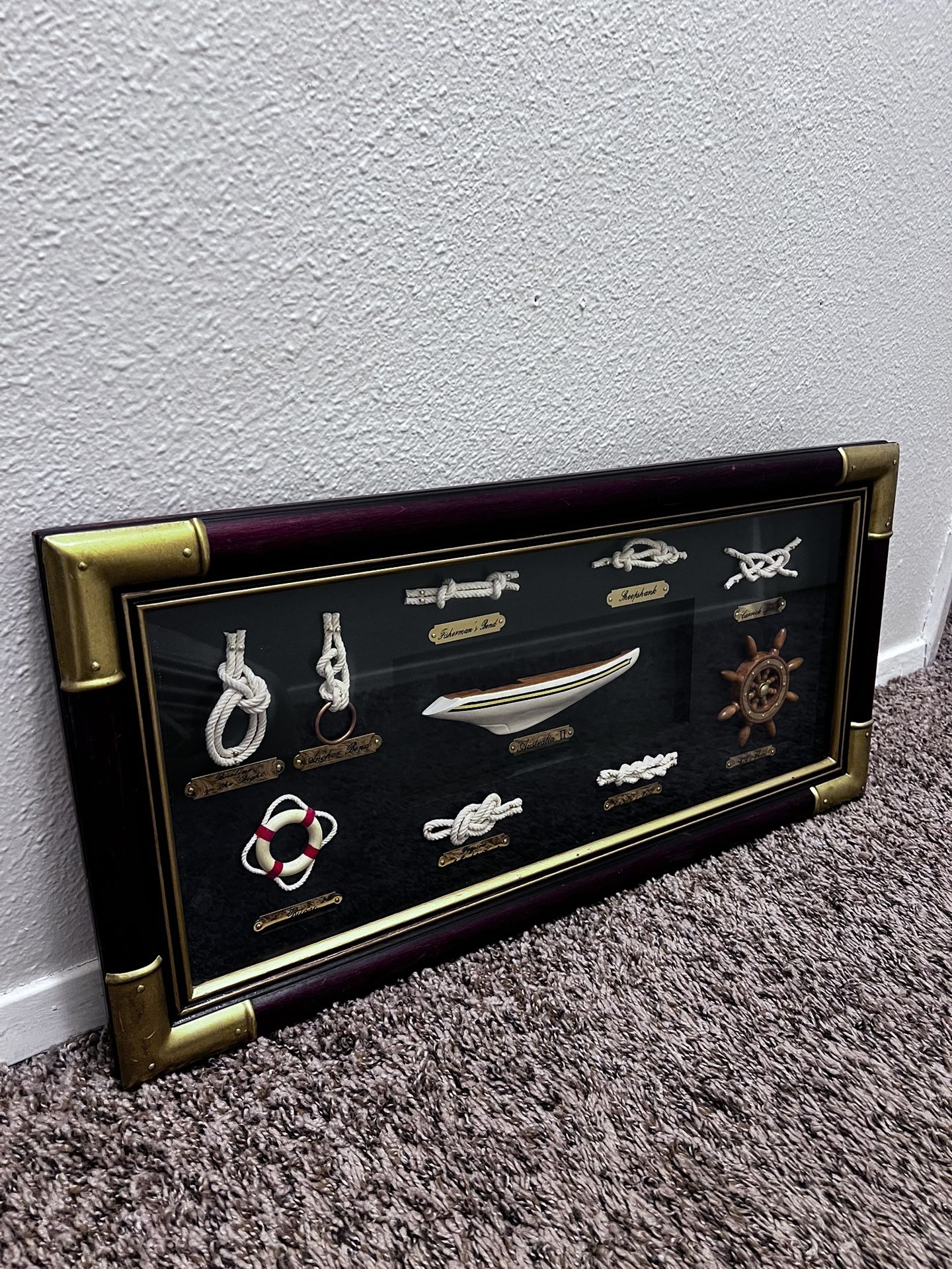 Vintage nautical handmade ship hulls and nautical knots with lettering 25х11.1/2