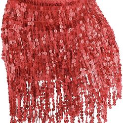 Black/red Sequin Tassle Skirt 