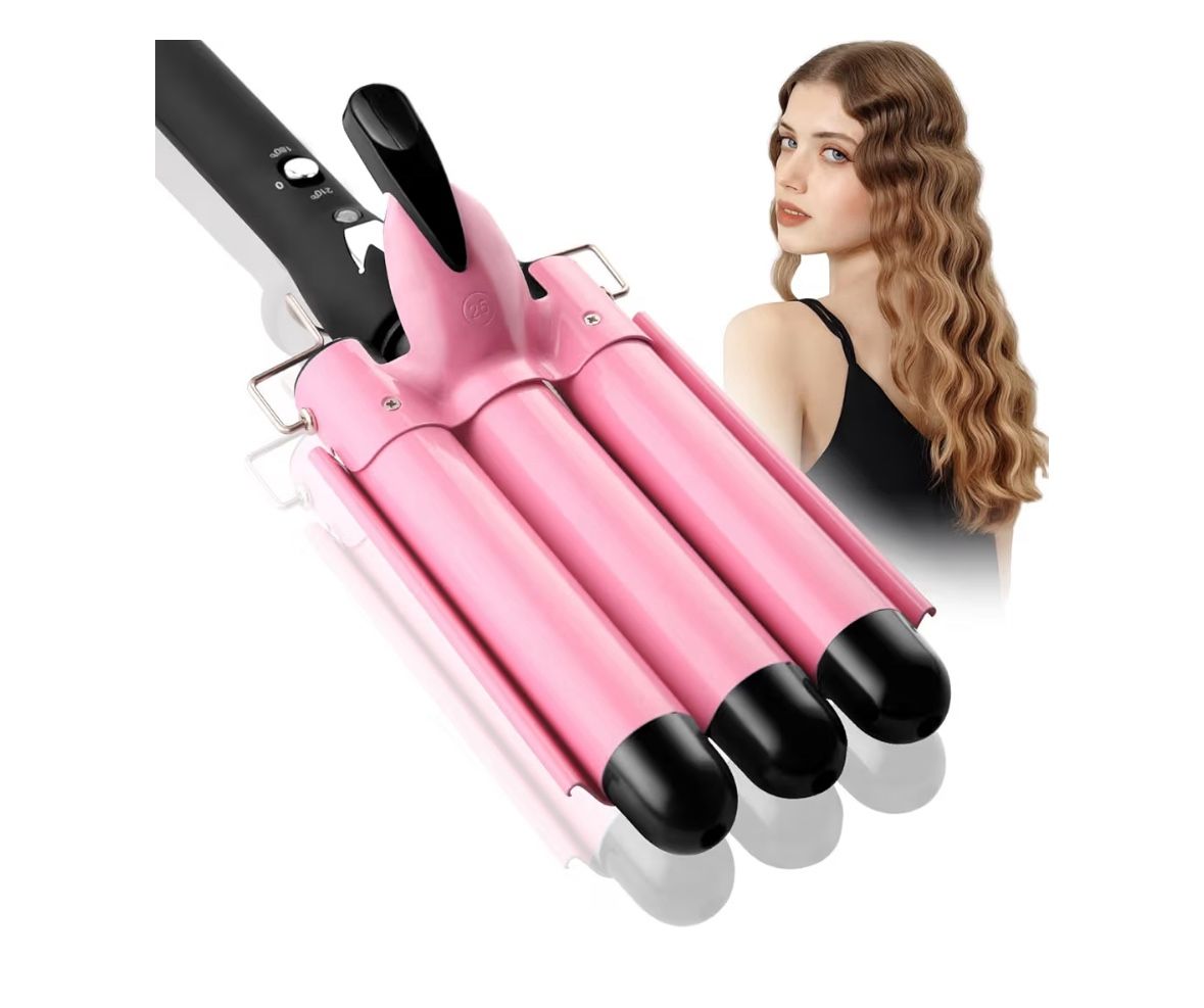 NEW Hair Crimper 3 Barrel Curling Iron Wave Wand 