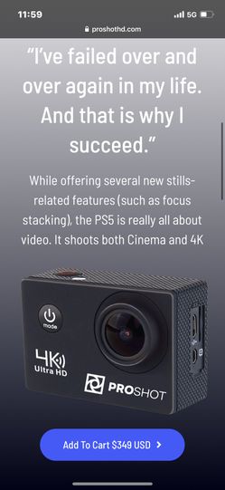 Proshot PS5 Camera 4K HDMI NEW IN BOX