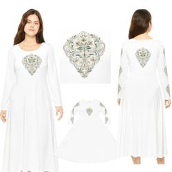 White Long Sleeve Maxi Dress with Floral Print