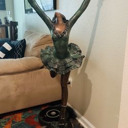 Bronze Ballerina Signed by A Fayral with Marble Base
