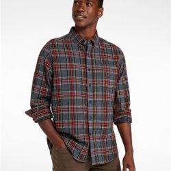L.L. Bean Traditional Fit Scotch Plaid Heavy Flannel LS Shirt Men's XXL (Short*)