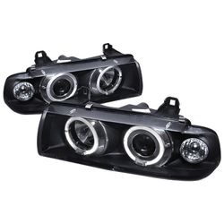 92-98 BMW E36 Projector Halo Headlights Black
