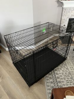 XL Double Door Dog Crate + Bed