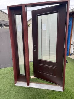 New Entry Door Alabany Company Jam Is 6.1/2 Inch Size W53 H80.3/4 Right Hand Inswing Molding Lock Included $2150 Or Patio Door New 