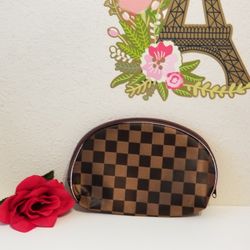 Fashion Brown  Plaid Cosmetic Bag