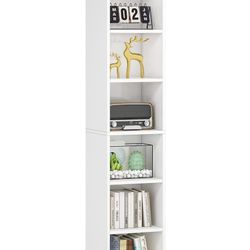 70.9 Inch Tall Narrow Bookcase, Corner Bookshelf 6 Tier Cube Display Shelf Storage Organizer for Small Space, White