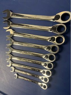 Snap-on Tools 9 pc 12-Point SAE 15° Offset Ratcheting Box/ Open-End Wrench Set (1/4-3/4") (Blue-Point®)