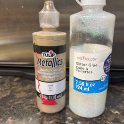 Glitter paints, gold, and clear sparkly