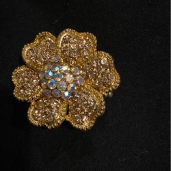 Golden Flower Stretch Ring Size 5 Through 11.5