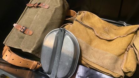 WW2 Military French Army Gas Mask Bags Mess Kit