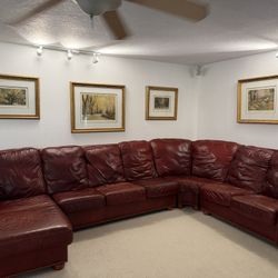 Red leather Couch (custom) $1500 OBO