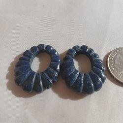 Natural.lapis Lazuly Cabochojes.for Fins.dangel Setting Earings  Size 30x24x5mm 