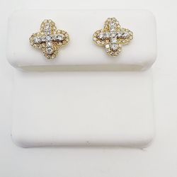 14k Gold Diamond Screwback Earrings