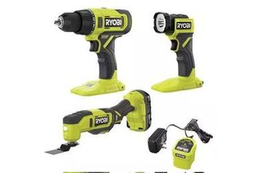 RYOBI ONE+ 18V Cordless  drill/driver, multi-tool, LED Light, 2.0 Ah Battery and Charger NEW