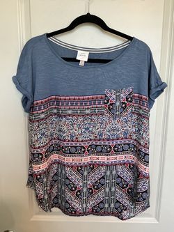 Knox Rose Boho Print Top Size L