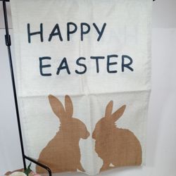 Happy Easter Garden Flag. 12"x18"  Easter Bunny Garden Flag. Bunny Garden Decor. Front Door Decoration