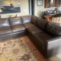 Crate and Barrel Leather Sectional