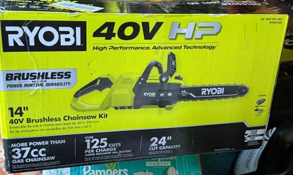 RYOBI 40V HP Brushless 14 in. Battery Chainsaw with 4.0 (1)  Battery and Charger