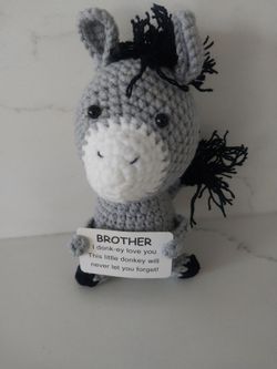 Plush Crochet Donkey. 6" TALL
