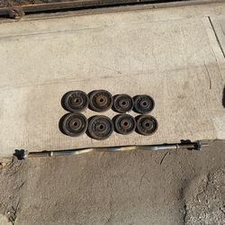 Curl Bar w Weight Plates Standard 1” Curling Bar