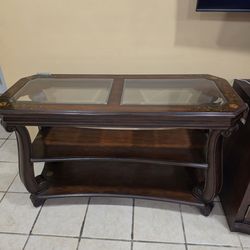 Dark wood Wooden Glass-top Coffee Table