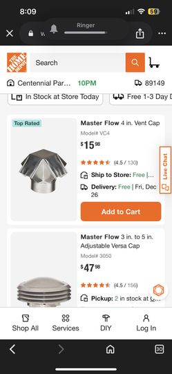 Master Flow 4 Inc Vent Cap