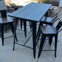 Pub / Bar Height Table & Chairs/ Stools Black Metal