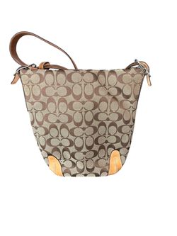 Coach Signature Bucket Tote Wallet and Key Chain Authentic Tan Pre Owned
