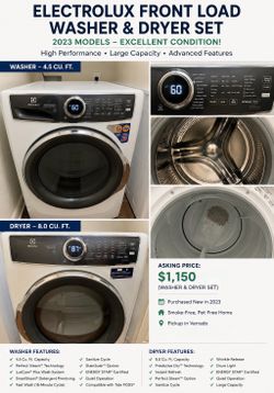 2023 Electrolux Washer and Dryer