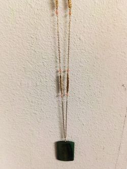 Beautiful Green Jasper Necklace Silver