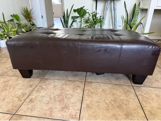 Large Upholstered Bench Ottoman Dark Brown