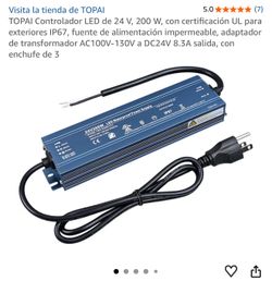 TOPAI Controlador LED de 24 V, 200 W, con certificación UL para exteriores IP67, fuente de alimentación impermeable, adaptador de transformador AC100V