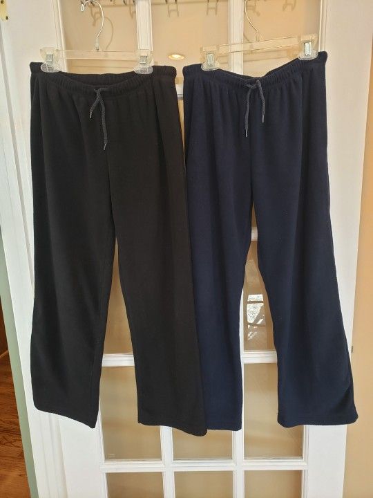 2 Pair- Black & Navy Fleece Sweatpants/Loungewear  by Fitness Gear Size: YL