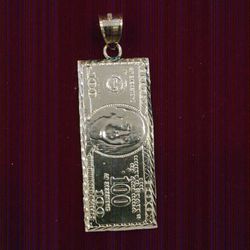 10 K Y Solid Gold Dollar Bill Pendant