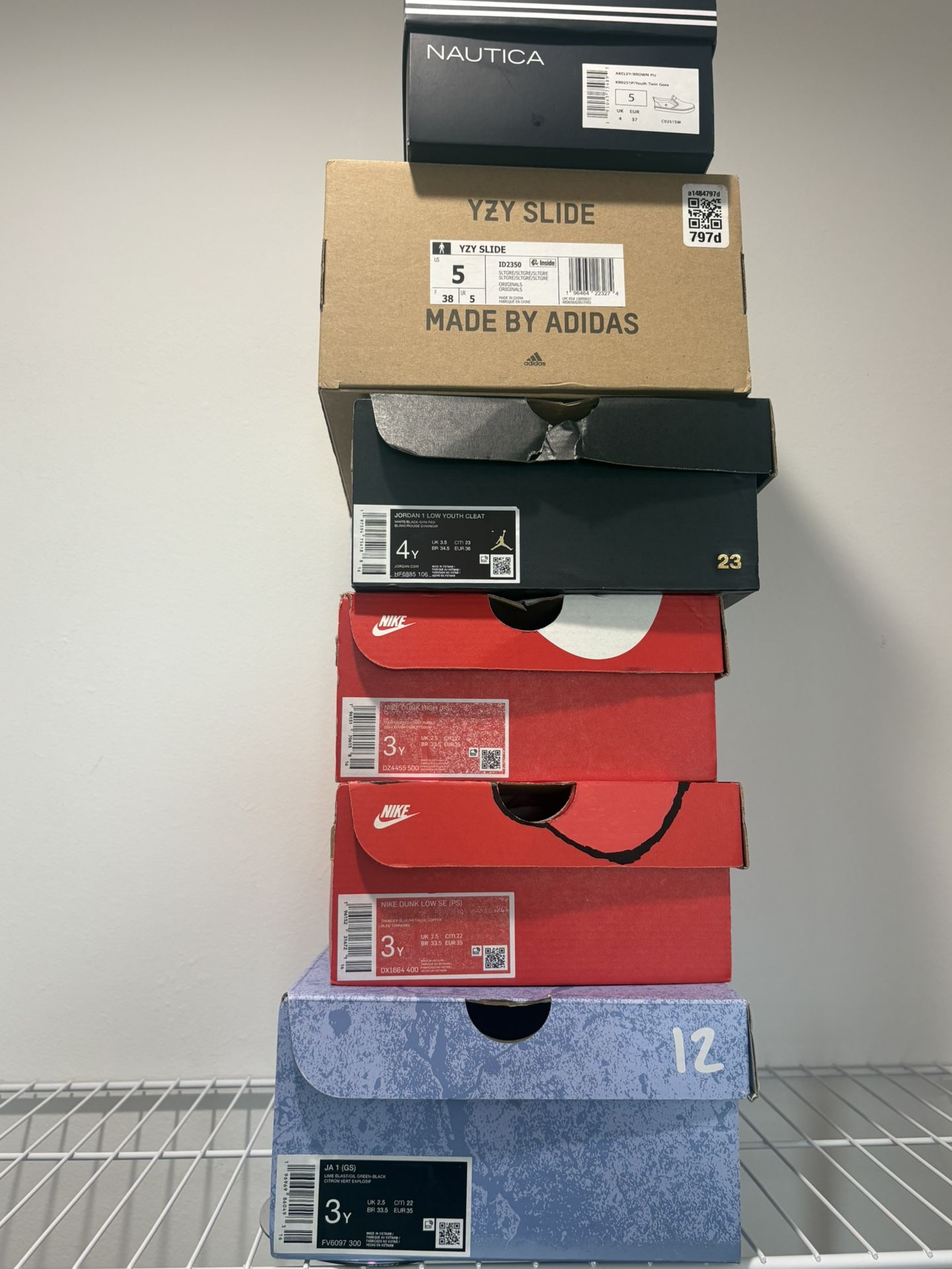 Kids Jordan Dunk Yeezy JA1 Size 3y 4y 5y