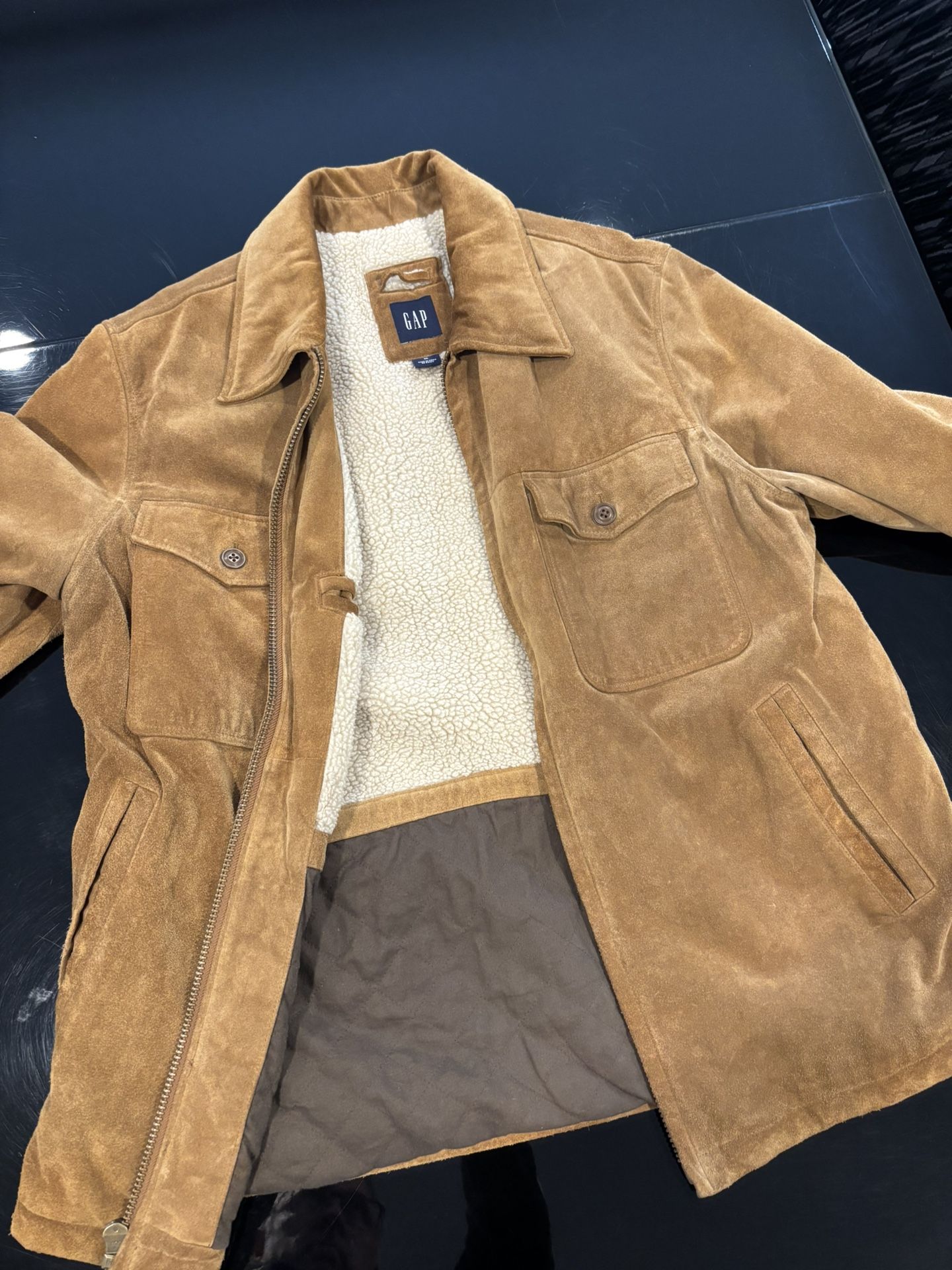 Beautiful Sherpa Lined Brown Suede Jacket Size Large